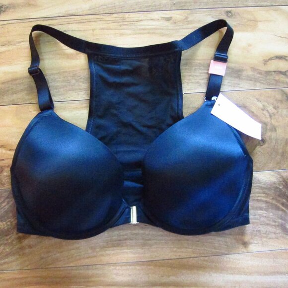 NWT- CACIQUE Black Front Close Boost Plunge Underwire Bra Size 36DD - Picture 1 of 9